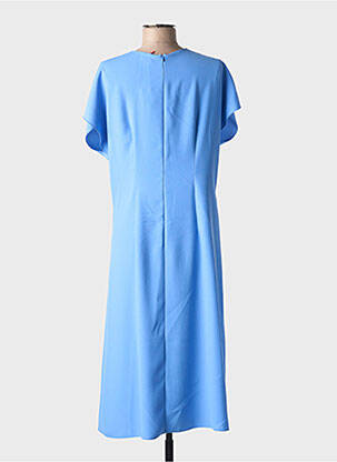 Robe mi-longue tissage crêpe manches courtes bleu HUGO BOSS femme