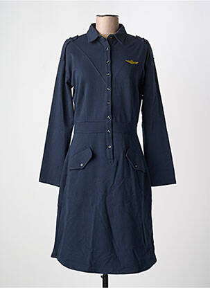 Robe mi-longue manches longues manches longues bleu AERONAUTICA femme