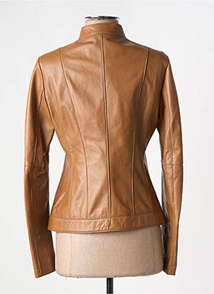 Veste en cuir coupe cintrée marron HUGO BOSS femme