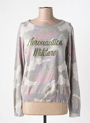 Pull coupe droite manches longues gris AERONAUTICA femme