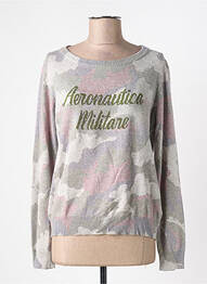 Pull col rond manches longues gris AERONAUTICA femme