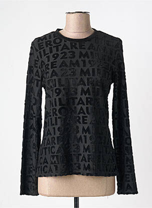 Pull coupe cintrée manches longues noir AERONAUTICA femme