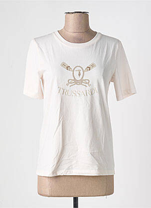T-shirt sérigraphie floquée manches courtes beige TRUSSARDI JEANS femme