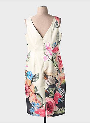 Robe mi-longue imprimé fleurs sans manche noir SONIA PENA femme