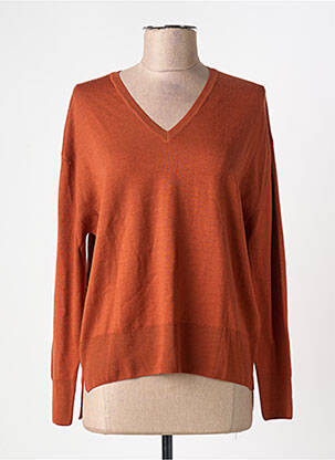 Pull col v manches longues marron MONTAGUT femme