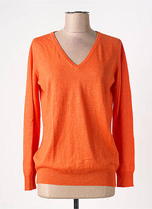 Pull col v manches longues orange MONTAGUT femme