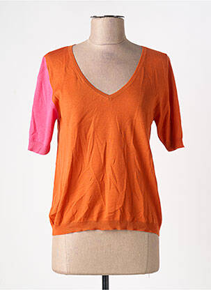 T-shirt col v manches courtes orange MONTAGUT femme