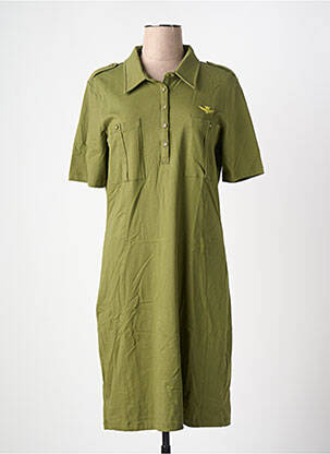 Robe mi-longue manches courtes manches courtes vert AERONAUTICA femme