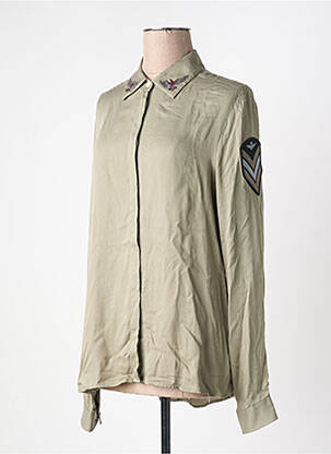 Chemisier coupe droite manches longues vert AERONAUTICA femme