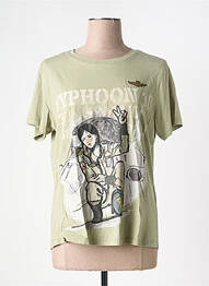 T-shirt sérigraphie floquée manches courtes vert AERONAUTICA femme