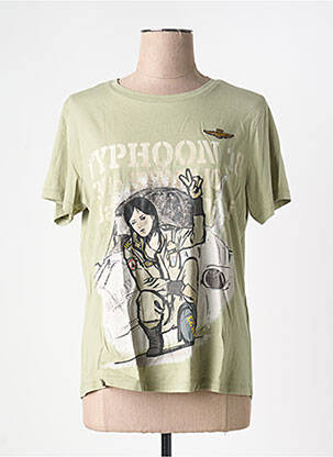 T-shirt sérigraphie floquée manches courtes vert AERONAUTICA femme
