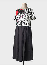 Robe mi-longue fermeture zippée au dos manches courtes noir AIRFIELD femme