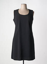 Robe mi-longue tissage crêpe sans manche noir DOUCEL femme