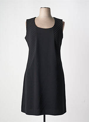 Robe mi-longue tissage crêpe sans manche noir DOUCEL femme