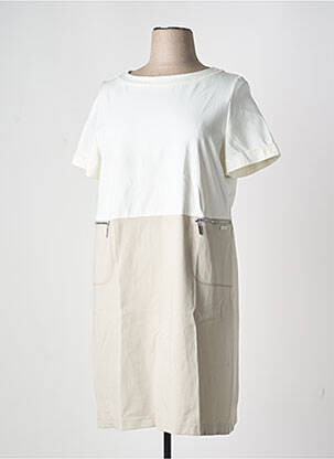 Robe mi-longue fermeture zippée au dos manches courtes blanc AIRFIELD femme