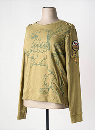 Sweat-shirt sérigraphie floquée manches longues vert AERONAUTICA femme