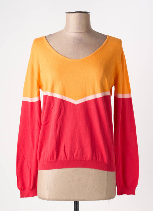 Pull col rond manches longues orange MONTAGUT femme