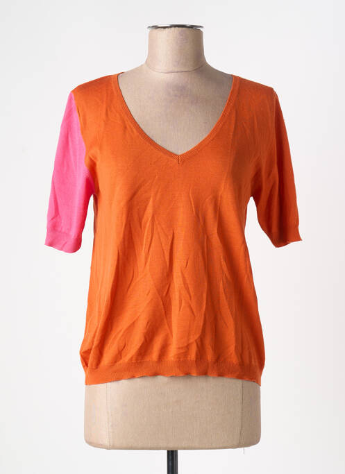 T-shirt col v manches courtes orange MONTAGUT femme