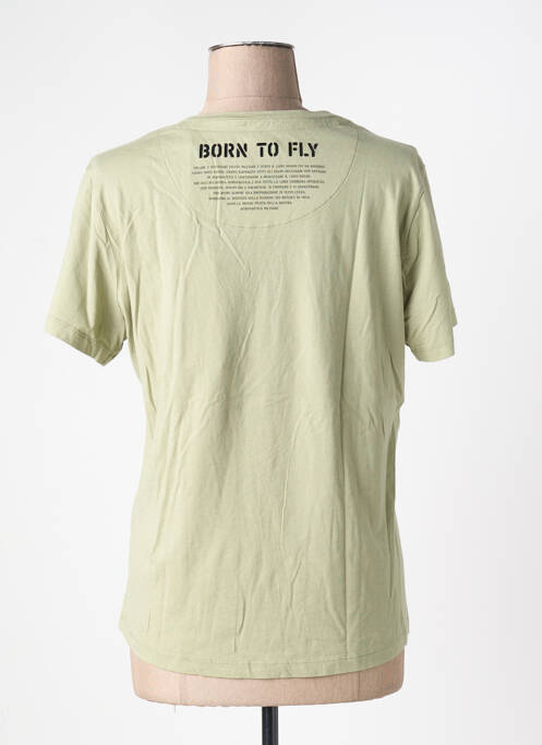 T-shirt sérigraphie floquée manches courtes vert AERONAUTICA femme