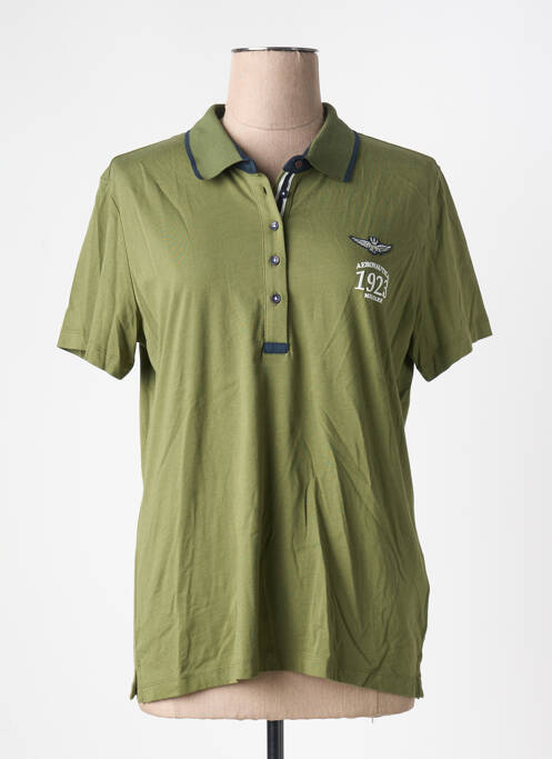 Polo broderie manches courtes vert AERONAUTICA femme