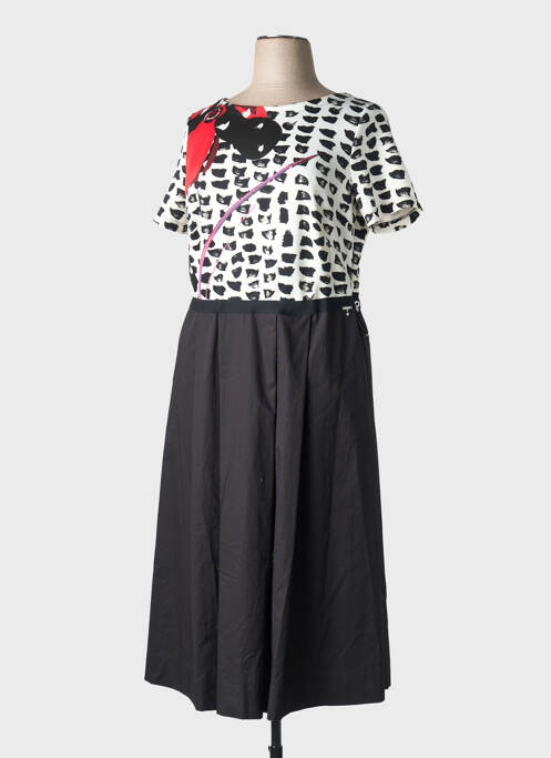 Robe mi-longue fermeture zippée au dos manches courtes noir AIRFIELD femme