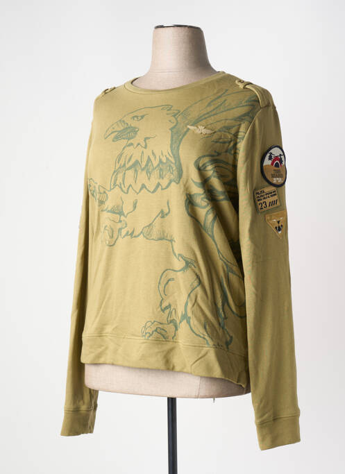 Sweat-shirt sérigraphie floquée manches longues vert AERONAUTICA femme