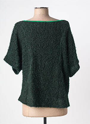Pull coupe droite manches courtes vert MULTIPLES femme