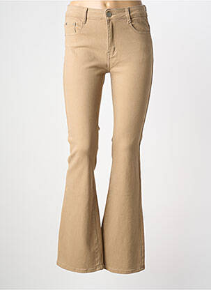 Pantalon flare fermeture zippée sous rabat boutonné beige MULTIPLES femme