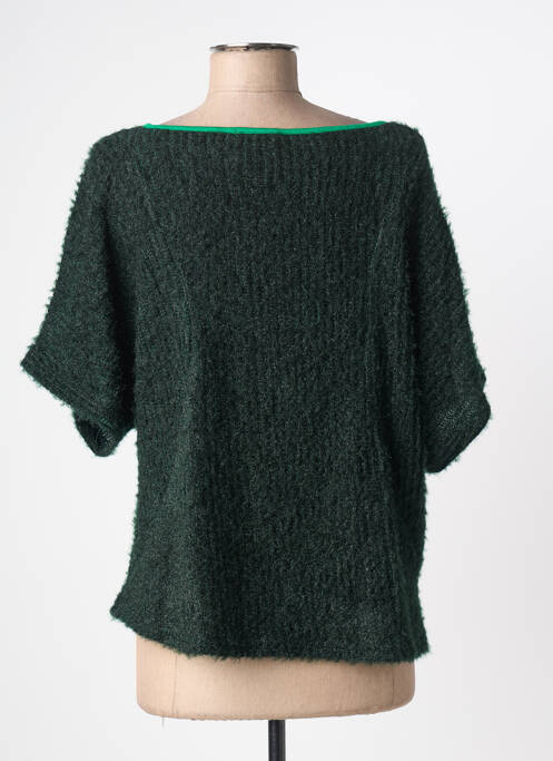 Pull col v manches courtes vert MULTIPLES femme