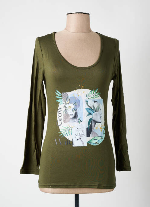 T-shirt manches longues manches longues vert MULTIPLES femme