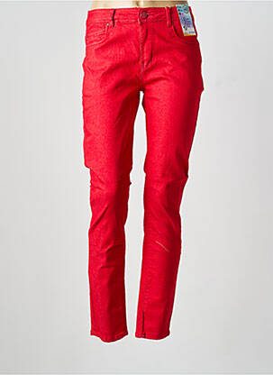 Jeans coupe slim stretch taille normale rouge QUATRE VINGT JOURS femme