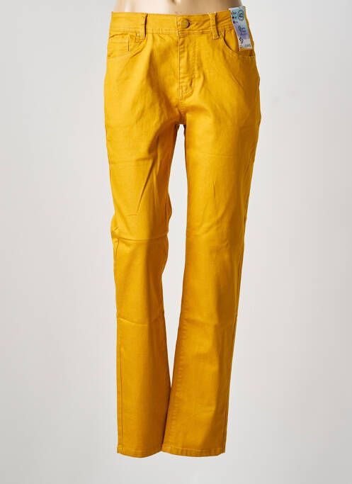 Jeans coupe slim stretch taille normale jaune QUATRE VINGT JOURS femme