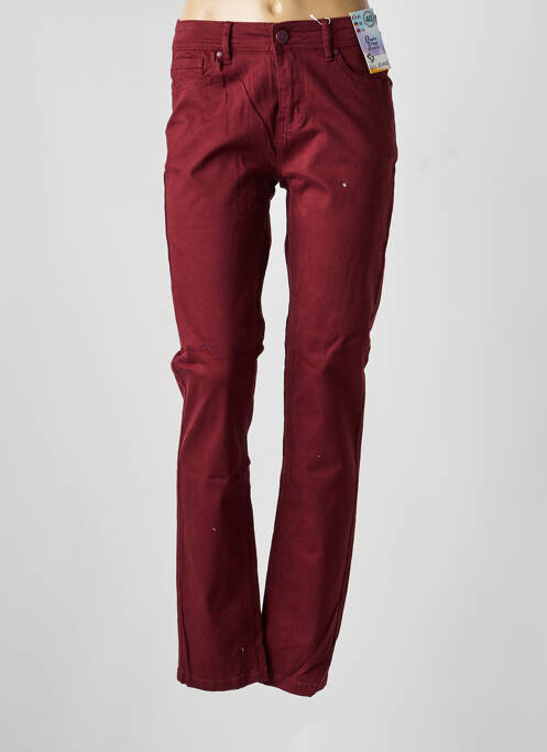 Jeans coupe slim stretch taille normale rouge fonce QUATRE VINGT JOURS femme