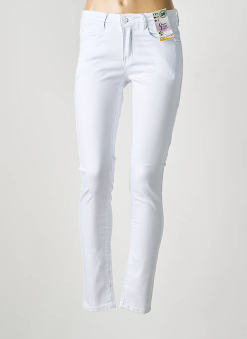 Jeans coupe slim stretch taille normale blanc QUATRE VINGT JOURS femme