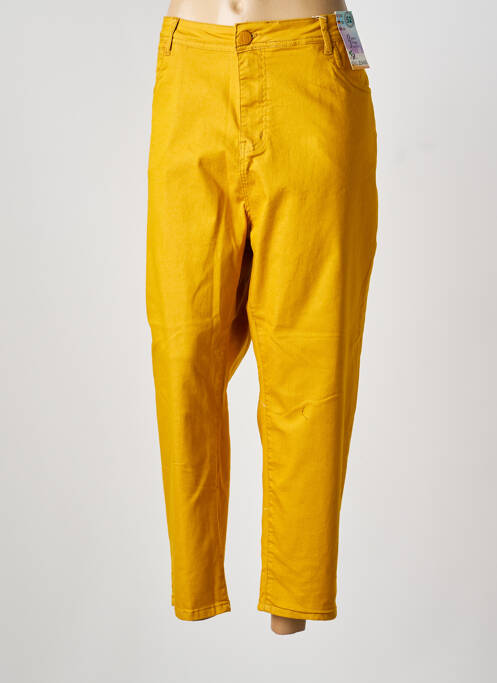 Jeans coupe slim stretch taille normale jaune QUATRE VINGT JOURS femme