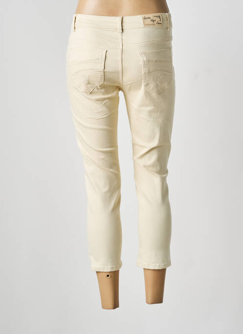 Jeans coupe slim stretch taille normale beige QUATRE VINGT JOURS femme
