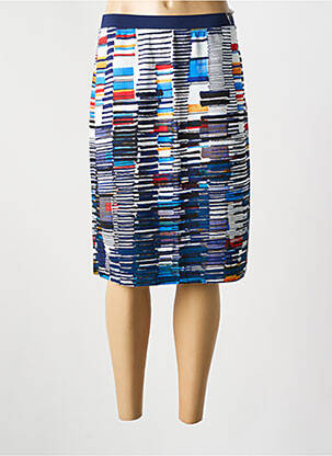 Jupe mi-longue stretch bleu GUY DUBOUIS femme