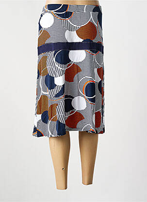 Jupe mi-longue stretch bleu GUY DUBOUIS femme