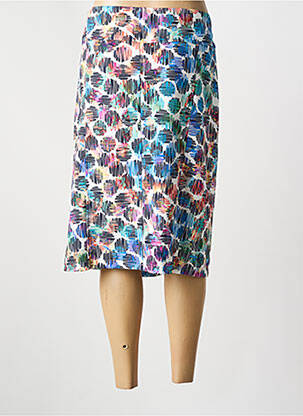 Jupe mi-longue stretch bleu GUY DUBOUIS femme
