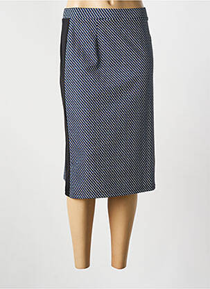 Jupe mi-longue stretch bleu GUY DUBOUIS femme
