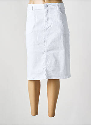 Jupe mi-longue coupe droite blanc GRIFFON femme