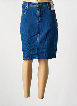 Jupe mi-longue taille normale bleu QUATRE VINGT JOURS femme
