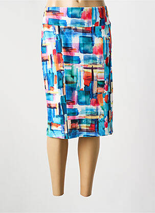 Jupe mi-longue taille normale bleu GUY DUBOUIS femme