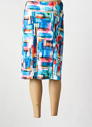 Jupe mi-longue stretch bleu GUY DUBOUIS femme