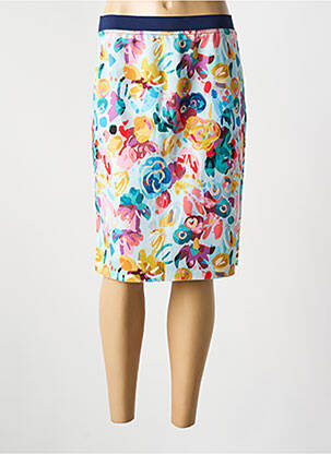 Jupe mi-longue stretch bleu GUY DUBOUIS femme