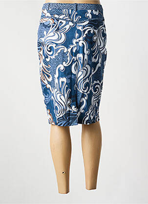 Jupe mi-longue stretch bleu GUY DUBOUIS femme