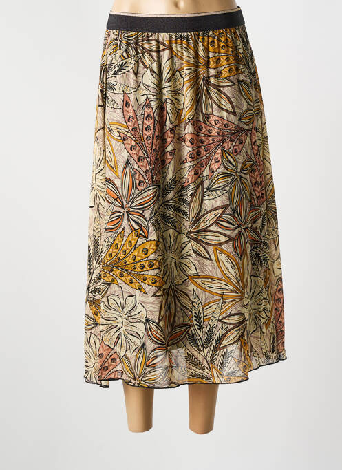 Jupe longue tissage crêpe beige GRIFFON femme