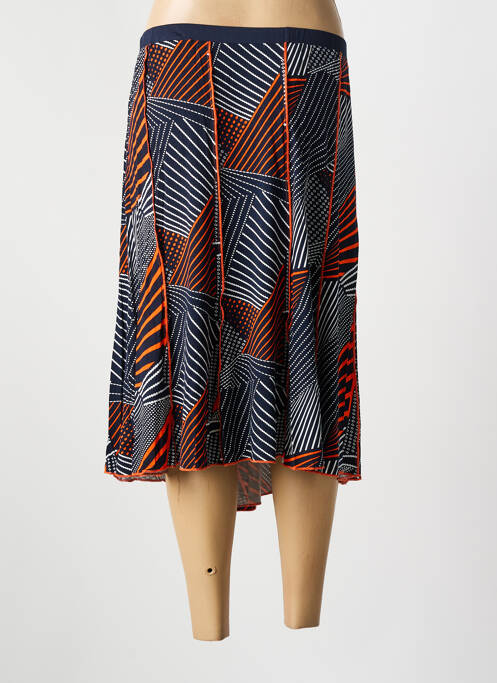 Jupe mi-longue stretch bleu GUY DUBOUIS femme