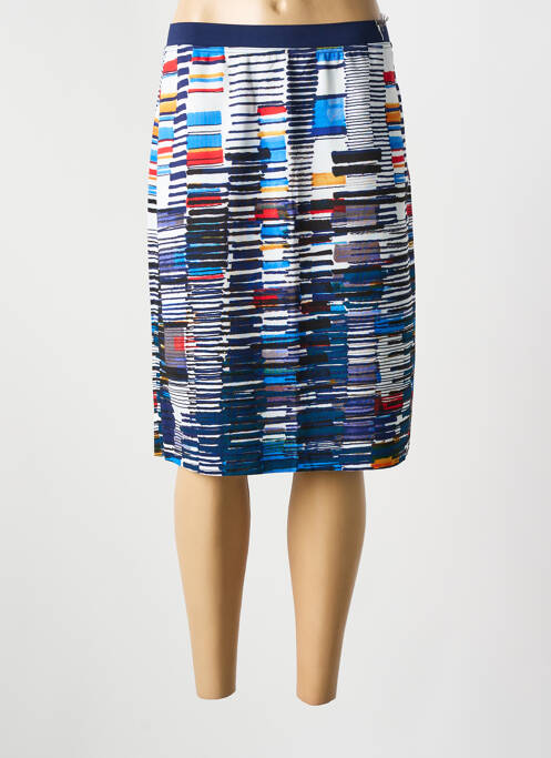Jupe mi-longue stretch bleu GUY DUBOUIS femme