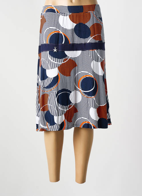 Jupe mi-longue stretch bleu GUY DUBOUIS femme